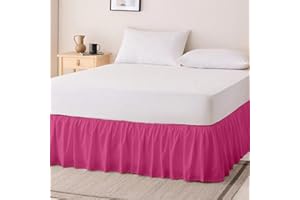 Rohi Base Valance Bed Sheet - Frilled Design - FIT Over - 16” Deep Fit Base Valance Sheet, Polycotton Bedding - OEKO-TEX® Standard 100 Certified (Double Base Valance,Fuchsia)