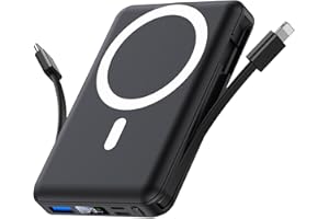 Yiisonger Magsafe Powerbank 10000mAh, Wireless Magnetische Powerbank 22.5W PD Schnelles Laden mit LED-Display und USB-C Ladekabel Externe Akkupack für iPhone 15/14/13/12 Pro Max/Pro/Plus (Schwarz)