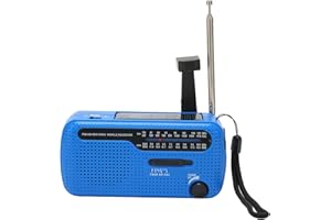 BSTCAR Radio d'urgence à manivelle Radios Solaire à manivelle avec Chargeur de téléphone USB, Lampe de Poche, Radio AM/FM Portable pour l'extérieur (Bleu)