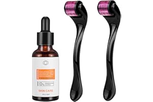 Pantrasamia Derma Roller Microneedling Kit Dermaroller 0,5 mm + 1,5mm e Acido Ialuronico Siero Viso - 540 Titanio Microneedle Acido Ialuronico Siero Viso Siero Micro Aghi Acne Scar Anti Aging Rughe