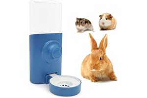 SEPTILLAR Dozownik wody z królikiem, 600 ml, automatyczna butelka do picia, butelka zapobiegająca kapaniu chomika dla szynszyli, świnki morskiej, jeża fretki (niebieski)