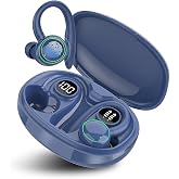 PEFUPEW Bluetooth Kopfh rer Sport Kopfh rer Kabellos Bluetooth 5.3 mit 4 Mic In Ear Kopfh rer ENC Noise Cancelling HiFi Stereo Ohrh rer LED-Anzeige 48 Std Spielzeit IP7 Wasserdicht Dunkelblau