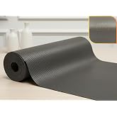 ALMITAL 48 Cm X 5 M Antrasit &Ccedil;izgi Desenli Suni Deri, &Ccedil;ekmece İ&ccedil;i Kaydırmaz &Ccedil;ekmece Halısı, raf &ouml;rt&uuml;s&uuml;