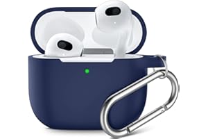 Upeak Compatible with AirPods 3rd Generation Case 2021, Fully Wrapped Silicone Protective Case Cover Shock Absorption for Apple AirPods 3 Case, With Keychain, Blue