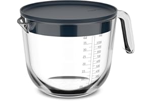 Mepal - Glas Messbecher mit Deckel Chef it - Leicht ablesbare, eingravierte Skala - Mikrowellen- & Backofengeeignet (ohne Deckel) - Hochwertiges Glas - Spülmaschinengeeignet - 1000 ml - Navy