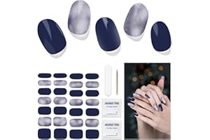 DUKASOU Uñas de Gel Pegatinas - 28Pcs Uñas Gel Semicurado Envoltura Completa Pegatinas de Envoltura de Uñas Autoadhesivas Con Lima de Uñas y Palo Uñas Para Arte de Uñas DIY Requiere Lámpara UV/LED