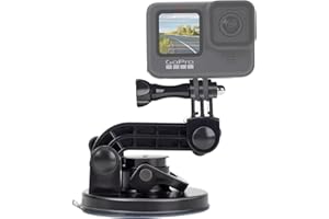 Suptig Soporte de Ventosa Compatible con gopro Gama Completa y Otras cámaras de acción. Aplique al Parabrisas y la Ventana del automóvil, sin Polvo, limpie y Alise Las Superficies Planas