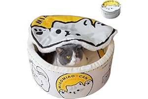 ZHUIYIWIN Cuccia per Gatti e Cani da Interno,Cuccia Gatto e cani, Lettino Per Gatti, Igloo Per Gatti In Peluche Caldo e Accogliente con cuscino imbottito rimovibile e lavabile, Giallo