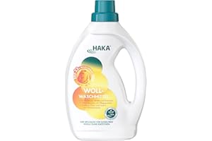 ‎HAKA HAKA Wollwaschmittel flüssig, 1L (33 WL), für empfindliche Textilien, schützt Wolle, Kaschmir & Feines, für flauschig-weiche Wäsche, vegan