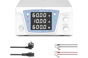 WANPTEK POWER Alimentation de Laboratoire 60V 10A 600W, Alimentation Haute Puissance, Alimentation Stabilisée Réglable avec Protection OCP/Output et Affichage LED 4 Chiffres Haute Précision