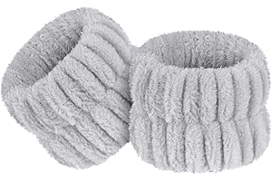 AOOWU Bracelets de Lavage de Visage, Microfibre Bracelets de Lavage de Visage, Bracelet en Flanelle pour Femme Maquillage, Yoga, Empêche Le Liquide de se renverser dans Vos Bras（Gris）