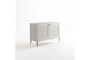 ARHome Madia, 120 x 45 x 84, Bianco Frassinato, Credenza 2 Ante, Made in Italy