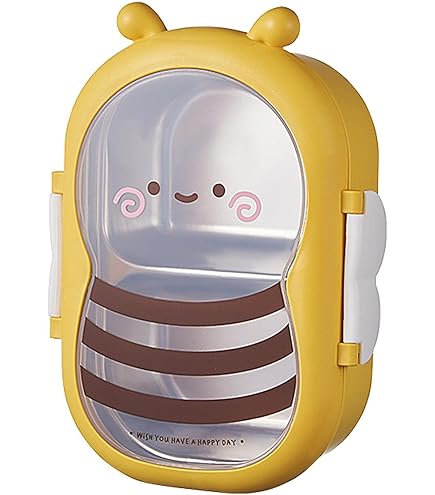 Boîte à Goûter Enfant En Forme D'abeille - Double Compartiment, étanche Et Légère, Idéale Pour L'école Et Les Pique-niques