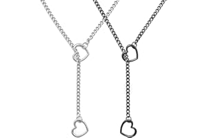 TPTGIAR 2 PCS Link Choker Necklaces for Women, Gothic Punk Choker Necklace, Heart Slip Necklace Chain, Adjustable Stainless Steel Necklaces for Women for Men's and Women's Birthday Gifts