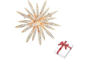 Nifocc Broche de diamantes de imitación de tono dorado Broche Girasol Cristales Pines de Solapa Pines para Mujeres Vestido Ropa Suéter Abrigo Sombreros Decorativos