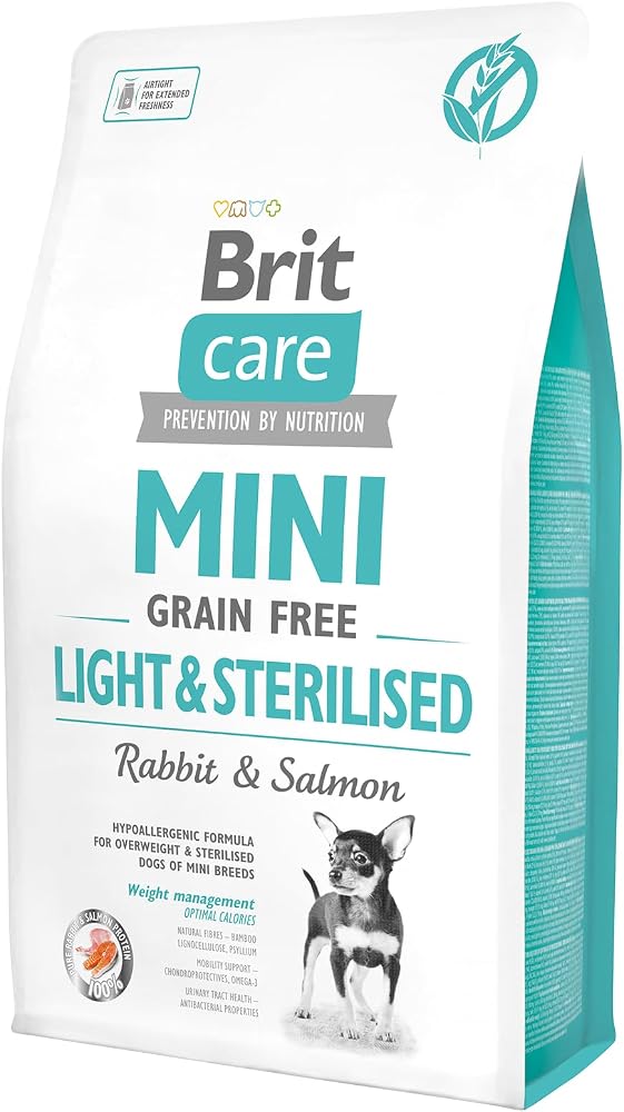 Brit Care Light & Sterilised, Minik Irk - Kısırlaştırılmış Köpekler İçin, Tahılsız, Hipoalerjenik Tavşan Etli Ve Somon Balıklı Kuru Mama, 2 kg