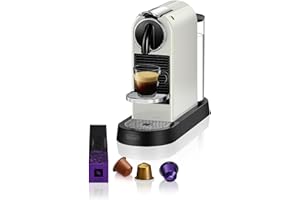De'Longhi Nespresso CitiZ EN167.W, Machine à Café en Capsules, Machine à Café pour une Tasse, Design Compact, Pression 19 Bar, 2 Tailles de Tasses, Ensemble de Bienvenue Inclus, Blanc