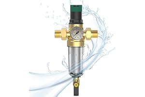 XNZMYN Reduktor ciśnienia wody 3/4 cala, regulator ciśnienia wody z manometrem wody i filtrem siatkowym, mosiężny, do regulacji ciśnienia wody (mosiądz)