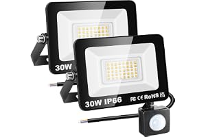RIGIDON 2x PIR-rörelsesensor utomhus säkerhetslampa, 30W LED-strålkastare