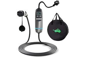 MCEVKELN Cavo Ricarica Auto Elettrica Tipo 2 Spina Schuko Caricabatterie EV Tipo 2 Corrente Commutabile 6-16A| Schermo OLED| IP65| Temporizzato| Cavo Tipo 2 3.6 kW 5M per Veicoli Elettrici