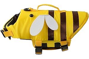 MEINDIN Dog Life Jacket Bee Waterproof with Handle and Quick Release Buckle Dog Swimsuit Swimming Costume for Swimming Pool Boating