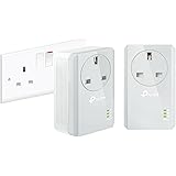 TP-Link TL-PA4010PKIT Passthrough Powerline Adapter Starter Kit, No Configuration Required, UK Plug, Pack of 2