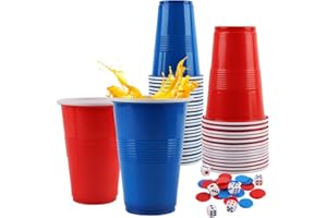 Darryy Plastikbecher, 50Pcs 16OZ Party Becher Plastik, 473ML Partybecher, Becher Plastik Mehrweg, Beer Pong Cups Reusable, Für Partys, Geburtstagsfeiern, Feste