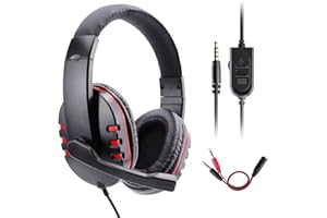 Dhaose Gaming Kopfhörer für PS-4 Xbox One, PS-4 Headset mit Mikrofon,3.5mm Surround Sound Over-Ear-Kopfhörer für PS-4 Xbox One PC Laptop Tablet Mobile Phones