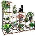 Snazzy Plant Stand indoor 12 tiers nature wood small plants shelf for multiple potted plants indoor outdoor plant holder rack table for Patio Window Garden Corner Balcony Living Room Office