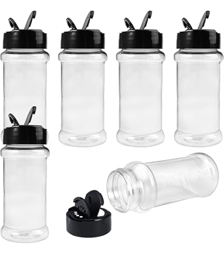 6 Barattoli Per Spezie In Plastica Trasparente - 100ml, Con Coperchio Shaker - Foto 7