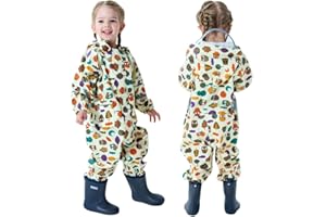 Hovkib Enfants Imperméable Filles Garçons Combinaison de Pluie Pantalon Poncho bébé Vetement de Pluie à Capuche Manteau de Pluie 1-10 ans