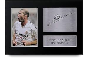 HWC Trading A4 Zinedine Zidane Real Madrid Cadeaux imprimés photo autographe signée pour les fans de football et les supporters - A4