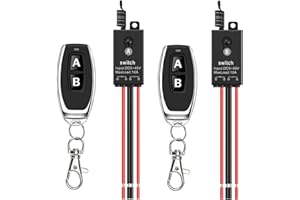 Meskliu Interrupteur sans fil 12V,2 Mini Relais radiocommandé Avec télécommande,DC12V/24V/48V 10A Commutateur a Distancesans fil,longue portée de 100m,Pour porte de garage,LED,store,lampe