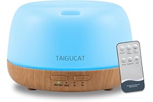 TAIGUCAT 300ml Mini Essential Oil Diffuser with Remote Control and, 7 LED Color Changing Light,Aromatherapy Air Humidifier suitable for room and bedroom