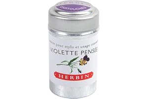 Jacques Herbin 20177T – Pudełko 6 nabojów atramentowych do piór wiecznych i długopisów typu roller (produkt bez opakowania – zero waste), w kolorze fiołka