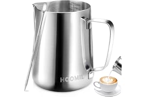HOOMIL Pot à Lait en Acier Inoxydable 600ml/20oz Pichet à Lait Pot pour Le Café la Mousse de Lait