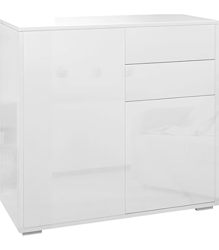 Cassettiera Con 2 Ante 80x70x40 Cm - Credenza Per Soggiorno O Ufficio | Design Quercia Bianco, Antibatterica - Foto 9