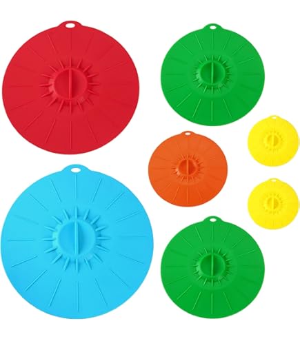 5 PCS Couvercle Silicone Réutilisable Sans BPA Couvercles En Silicone Effet D'Aspiration Imperméable Et Résistant à La Chaleur, Pour Bols, Casseroles, Assiettes, Tasses, Fours, Réfrigérateurs (Gris