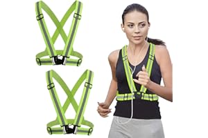 JYNVO 2 Pezzi Bretelle Catarifrangenti, Gilet Alta Visibilità Uomo, Multiuso Ad Giubbotto Catarifrangente, Per Attività All'Aperto, Corsa, Ciclismo, Motociclismo