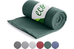 ‎WOMETO wometo Eco Fleecedecke aus 100% recyceltem Material + OekoTex geprüft 130x160 cm ca. 400 g - dunkelgrün mit Anti-Pilling und Kettelrand