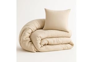 ‎ALAVYA HOME ALAVYA HOME® Kinderbettwäsche 135x200 2 teilig | ÖkoTex Zertifiziert & für Allergiker geeignet | Musselin Bettwäsche Kinder Set mit je 1 Bettbezügen 200 x 135 & 1 Kissenbezügen 80x80 | Beige