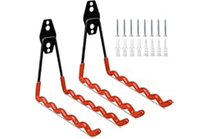 Enenes 2 Pack Steel Wall Mount Hooks, 18CM Garage Garden Tool Organizer, Large Wave Shape Hooks for Hanging Ladders and Hose, Bulk Items (Orange)