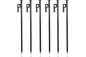 BJBJJIU 6 Pcs Piquets de Tente, Piquet de Tente, 30 cm Piquet Ancrage Sol, Piquets de Camping Robustes en Métal, Piquet de Fixation au Sol avec Crochets pour Tente Bâche Jardin Camping Extérieur