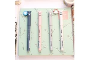 CHYUAN Cute Animal Gel Pen, 0.35mm Cartoon Animal Erasable Blue Ink Gel Pen Student Stationery Office Gift Back To School Gift Set(Blue,4Pcs)
