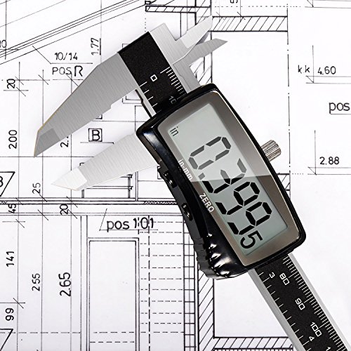 Dr.meter Dr-150 digitaler Messschieber mit groß LCD Bildschirm für Abständen und Durchmesser, 0-6 inch/150mm Edelstahl Elektronische Digital Noniusschieber Mikrometer ,nichtrostend steif Körper,Schwarz - 7