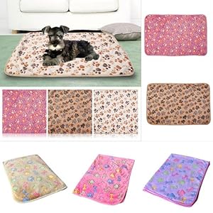 Shangwelluk Almohadilla de Cama con Estampado de Pata de Hueso, Almohadilla de Felpa de Coral Cálido Mascotas Mat Cama para Perro Gato Mascota Casa Suave Sofá Cesta Nido Perreras