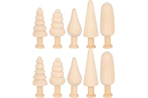 SEWACC Wooden Trees 10pcs Unfinished Wooden Peg Dolls People Doll Bodies Wooden Figures Wood Tree Peg Doll for DIY Crafts Painting Peg Game Unfinished Mini Trees