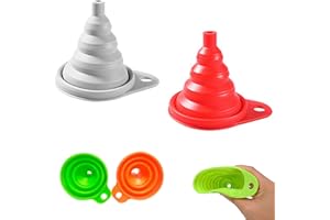 HBINGL 4 Pcs Funnel, Collapsible Funnel Silicone Gel Foldable Hopper, Set of 4, One 12g Suitable for Home Kitchens Funnels for Filling Bottles or Containers (Red, Green, Gray, Orange)