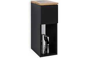 ComfortCove Nachttisch, Nachtschrank, Nachtkästchen, schmaler Nachttisch, schlanker Beistelltisch mit Ablagefach, schwarz. Größe: B20 x H55 x T30 cm