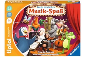 Ravensburger tiptoi Spiel 00169 Mein tierischer Musik-Spaß, Lernspiel für 1-4 Kinder von 3-5 Jahren: Finde die Tiere und lerne ihre Instrumente kennen